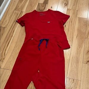 Figs Red Scrub Top